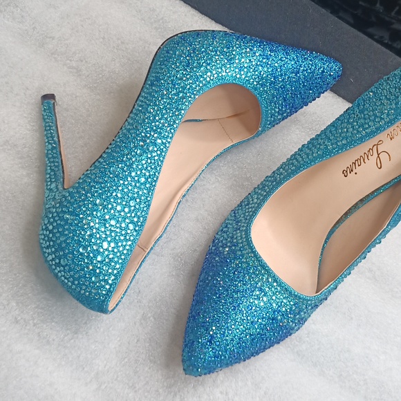 Lauren Lorraine Blue Glitter Pumps - Picture 3 of 7